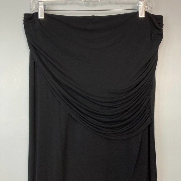 CABI Runaround Draped High Low Maxi Jersey Skirt Size M Black Style 5052 Ruching - Picture 10 of 12